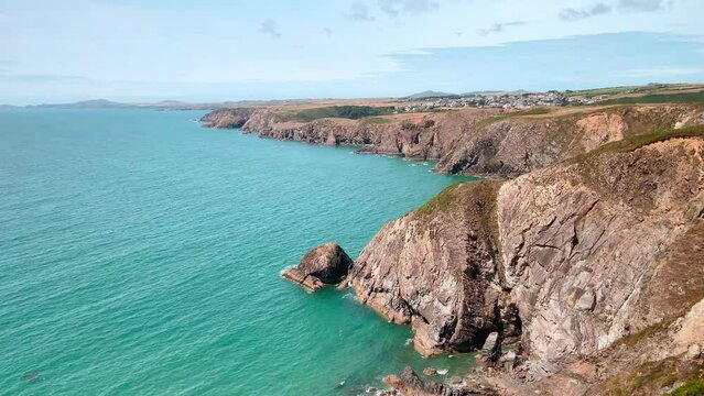 Coastline looking towards Solva and St Davids headland Pembrokeshire Wales