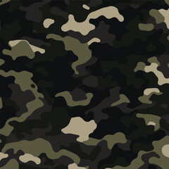 Fototapeta premium Camouflage seamless pattern. Trendy style camo, repeat print. Vector illustration. Khaki texture, perfect for military army design