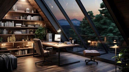 interior of a home office room ai generated