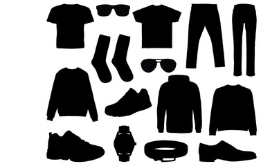 Set of men's clothes silhouette vector art