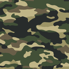 Camouflage seamless pattern. Trendy style camo, repeat print. Vector illustration. Khaki texture, perfect for military army design