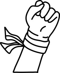 Indonesia Independence day doodle, hand fist clipart, Indonesia flag doodle 