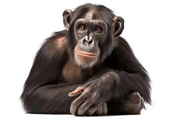 Isolated Chimpanzee on White Background, Generative Ai
