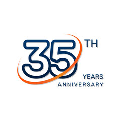 35th anniversary logo in a simple and modern style in blue and orange colors. logo vector illustration