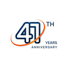 41th anniversary logo in a simple and modern style in blue and orange colors. logo vector illustration