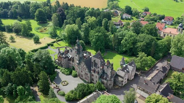 Aerial View, Castle and Ramholz, Ramholz, Schluechtern, Hesse, Germany