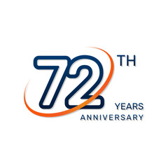 72th anniversary logo in a simple and modern style in blue and orange colors. logo vector illustration