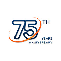 75th anniversary logo in a simple and modern style in blue and orange colors. logo vector illustration