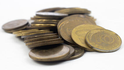 Gold coins from different countries and tomes - macro