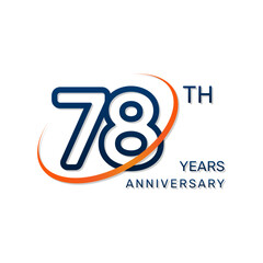 78th anniversary logo in a simple and modern style in blue and orange colors. logo vector illustration