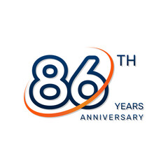 86th anniversary logo in a simple and modern style in blue and orange colors. logo vector illustration