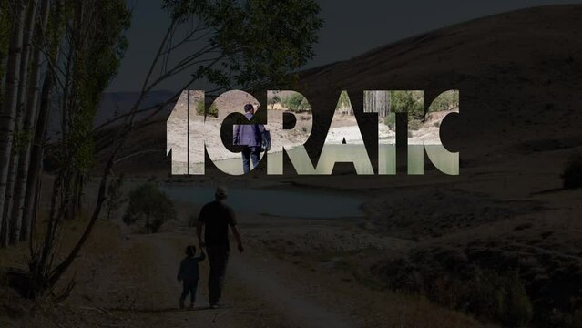 Journey of Hope: the Refugee Crisis and the Plight of Migrants. IMMIGRATION text animation.