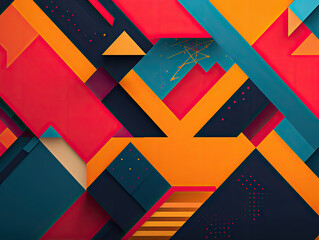 Colored retro geometric abstract background