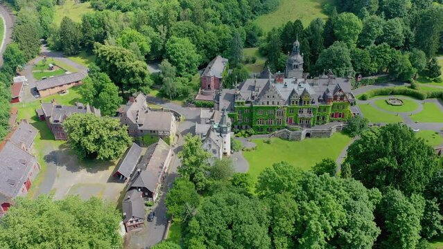 Aerial View, Castle and Ramholz, Ramholz, Schluechtern, Hesse, Germany