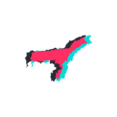 Assam Map - World Map International vector template. India region silhouette vector illustration