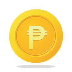 Gold coin with cuban peso sign. Financial items. Currency element vector illustration.