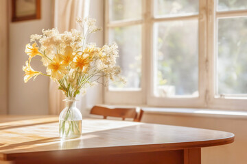 Home Living Room Table Background with Copy Space