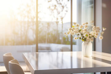 Home Living Room Table Background with Copy Space