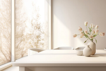 Home Living Room Table Background with Copy Space