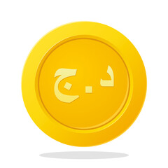 Gold coin with Algerian Dinar sign. Financial items. Currency element vector illustration.