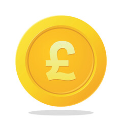 Gold coin with uk pound sterling sign. Financial items. Currency element vector illustration.