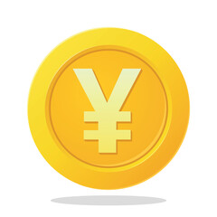 Gold coin with Japanese Yen sign. Financial items. Currency element vector illustration.