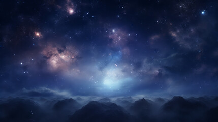 A night sky filled with stars and clouds