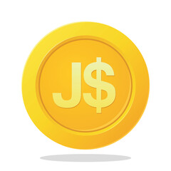 Gold coin with Jamaican Dollar sign. Financial items. Currency element vector illustration.