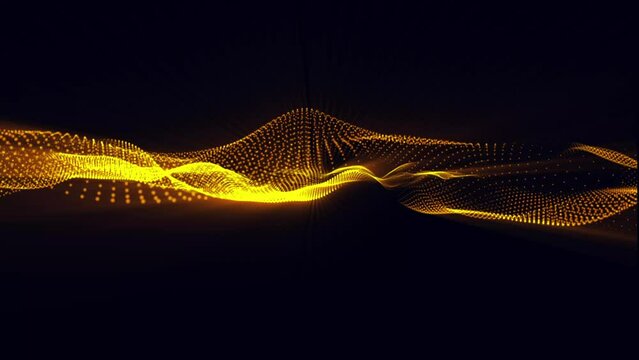 Digital dots form wave. Futuristic, Modern, Digital, Abstract and technology dots wave background. Data technology. Connecting dots and lines on black background. 3d illustration and 4k footage