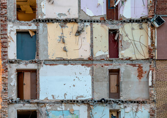 destroyed and burned houses in the city Russia Ukraine war