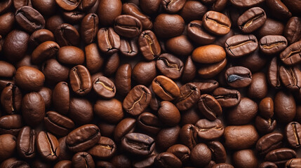 Obraz premium Coffee beans close-up, coffee banner, background, International Coffee Day autumn, autumn, Generative AI