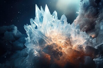Fototapeta premium Crystalline formations patterns and delicate structures. Generative AI