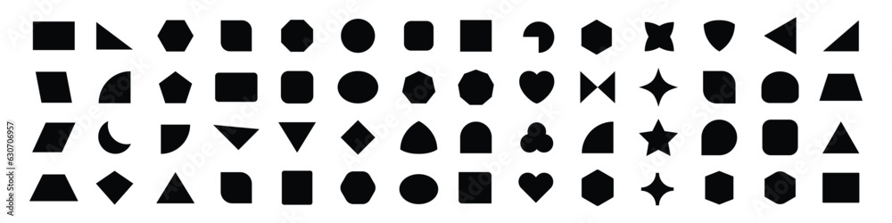 Sticker abstract and vector basic shapes collection. geometric formal shape. polygonal elements. trendy mini