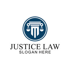 law logo with pillars of justice symbol concept, creative premium of lawyer and law office