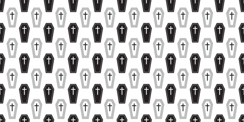 black white coffin seamless pattern
