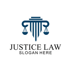 law logo with pillars of justice symbol concept, creative premium of lawyer and law office