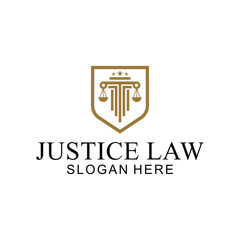 law logo with pillars of justice symbol concept, creative premium of lawyer and law office