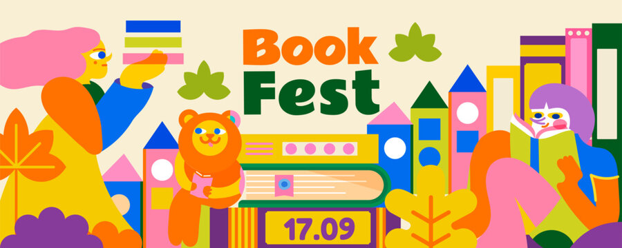 A wonderful illustration for a book festival. Discover new worlds with books!
The design will perfectly complement your project and make the advertising sign more visible.