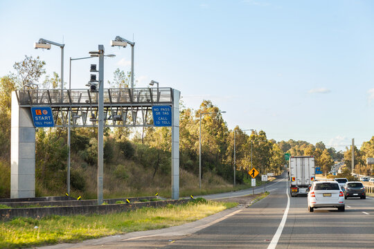 E-tag toll point start on busy highway fill of traffic traveling through Sydney, NSW