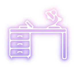 Set of Furniture icon neon