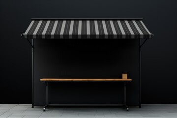 Shop illustration with black awning, black friday and promotion concept. Generative AI