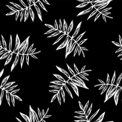 Summer art illustration grunge background of tropical leaves. Abstract palm leaf