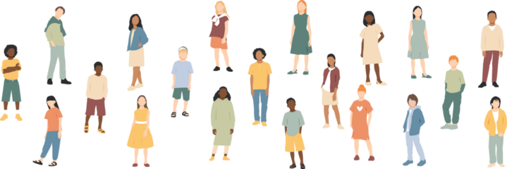 Children of different ethnicities stand side by side together.