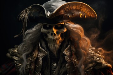 Ghost pirate captain, fantasy and history concept. Generative AI