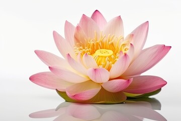Beautiful pink lotus flower, isolated on white background.