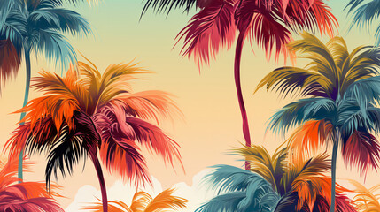Tropical seamless pattern with beautiful palm