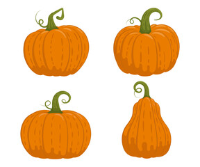 Set of cartoon pumpkin illustrations