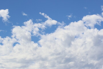 bavarian claudy sky. White clouds in blue sky. 