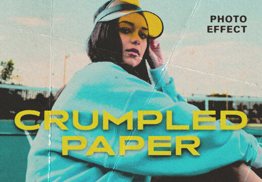 Crumpled Paper Sheets Photo Effect Mockup