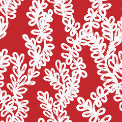 Doodle twigs  retro pattern. Vector seamless pattern.